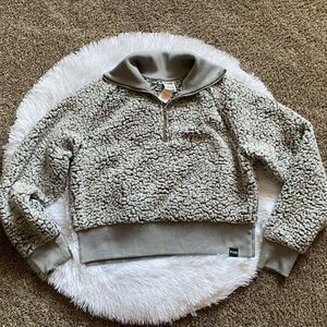 Victoria’s Secret PINK Pullover Sherpa Quarter Zip Top Crop New Women Size Small